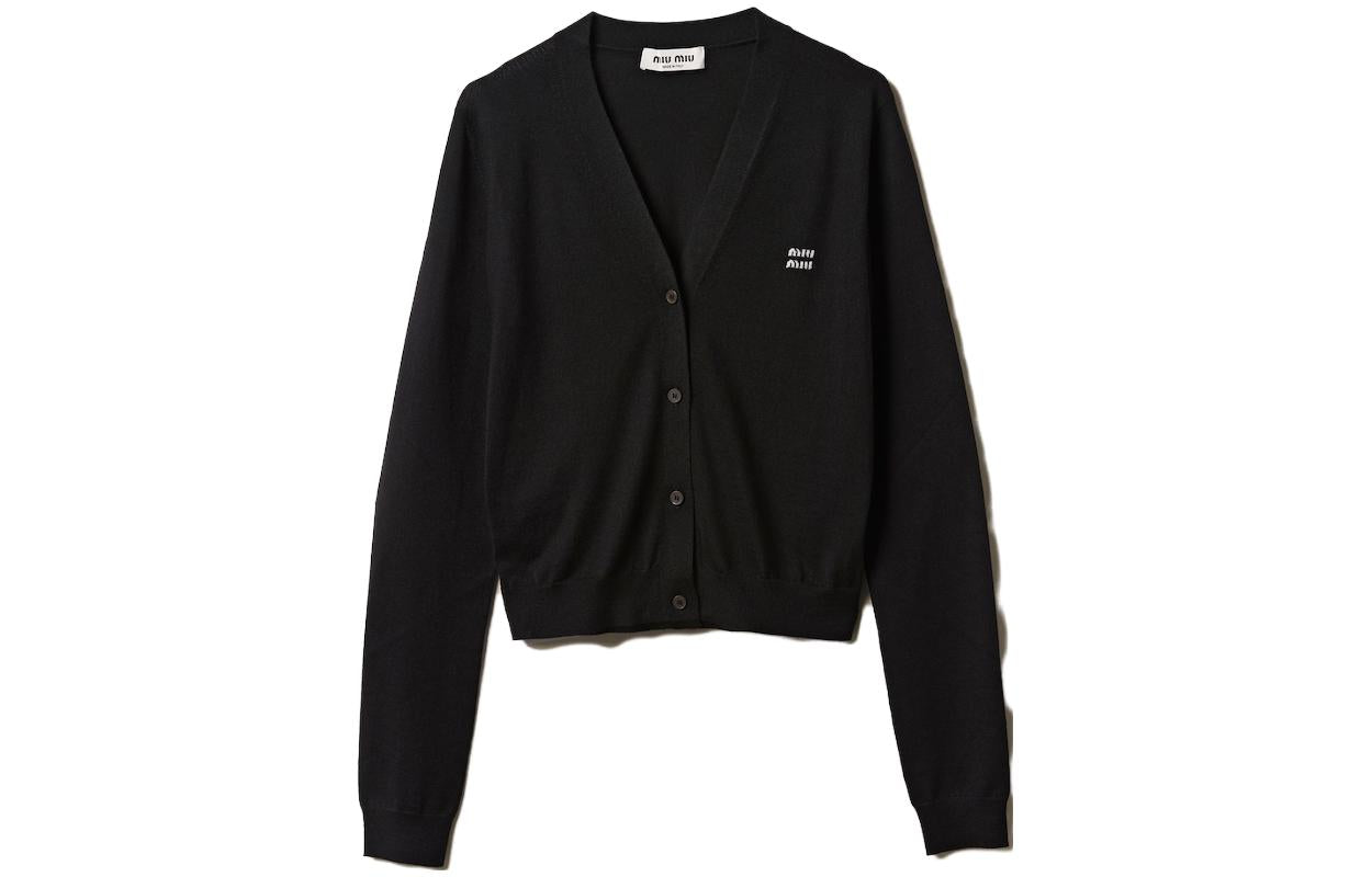 MIU MIU Logo embroidered Cashmere Cardigan