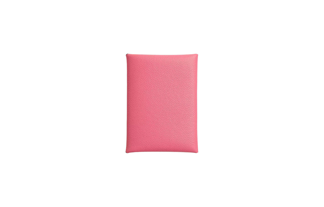 HERMES Calvi Duo Evercolor Calfskin Wallet, Card Holder Women's 8W Rose Azalee New Lipstick Powder