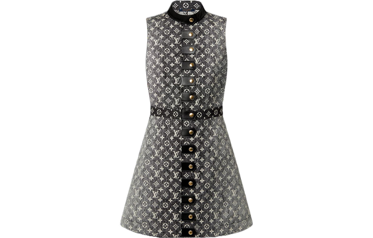 LOUIS VUITTON SS23 Sleeveless Dress Women's Gray Black