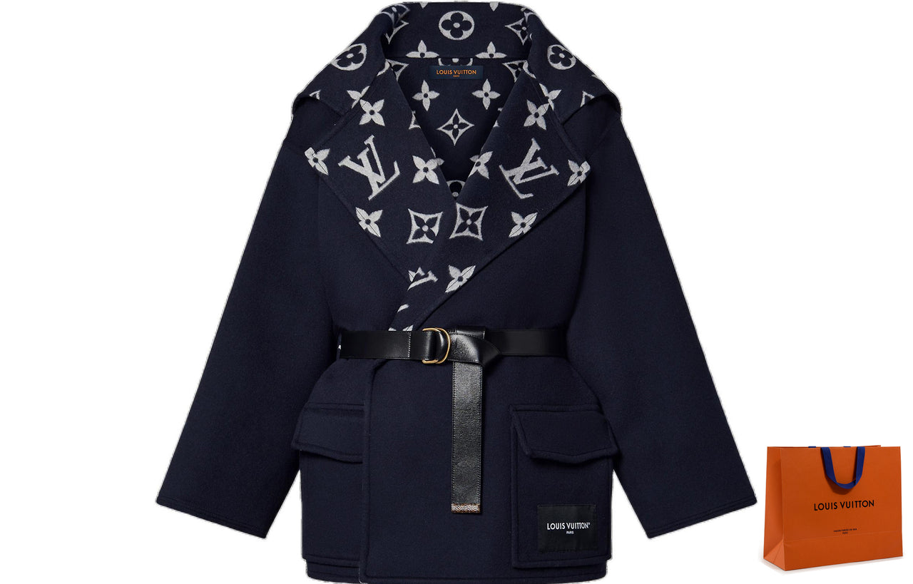 LOUIS VUITTON Flap Pocket Hooded Wrap Coat