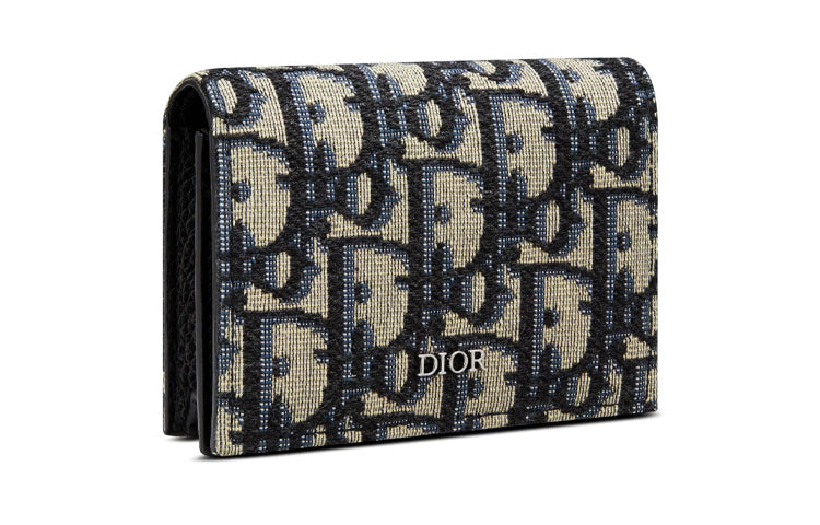DIOR Fabric Card Holder Card Holder Unisex Denim Blue