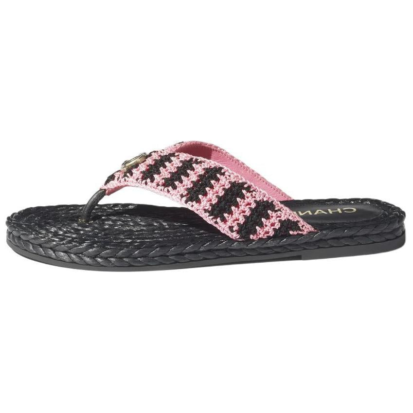 CHANEL Flip Flops Women's Black Pink