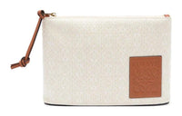 LOEWE Embossed Cow Leather Patch Handbags Clutches Women's White
