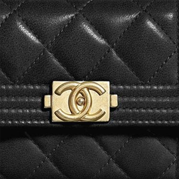 CHANEL LEBOY Sheepskin Coin Purses Card Holders Regular Women's Black