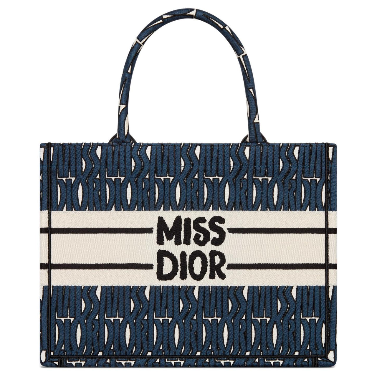 DIOR BookToteMiss Dior Embroidery Tote Bag, Shopping Bag, Handbag Medium Size Women's Dark Blue
