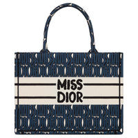 DIOR BookToteMiss Dior Embroidery Tote Bag, Shopping Bag, Handbag Medium Size Women's Dark Blue