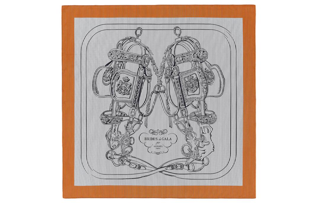HERMES Silk Scarf Women's Orange