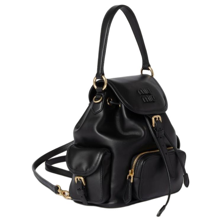 MIU MIU Calfskin Backpack Unisex Black
