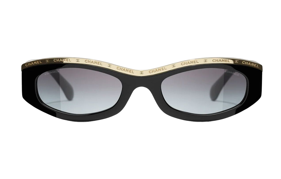 CHANEL Plate Frame Irregular Shape Sunglasses Unisex