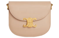 CELINE Triomphe Satin Smooth Cow Leather Crossbody Bag, Shoulder Bag Women's Nude Apricot Light Khaki