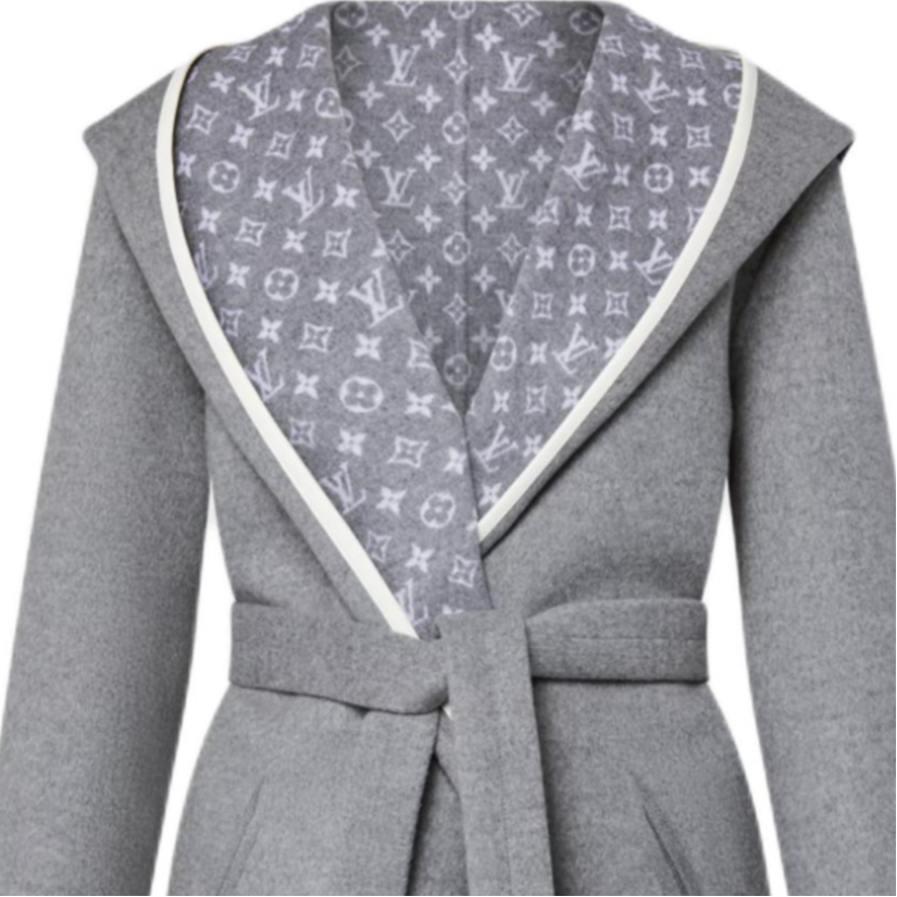 LOUIS VUITTON Reversible Signature Short Hooded Wrap Coat