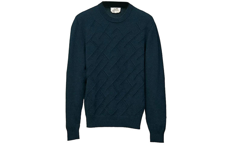 HERMES Cashmere Sweaters Men Dark Blue