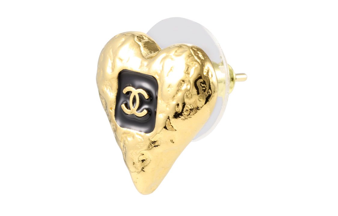 CHANEL Metal Stud Earrings Women's Small Size, Gold