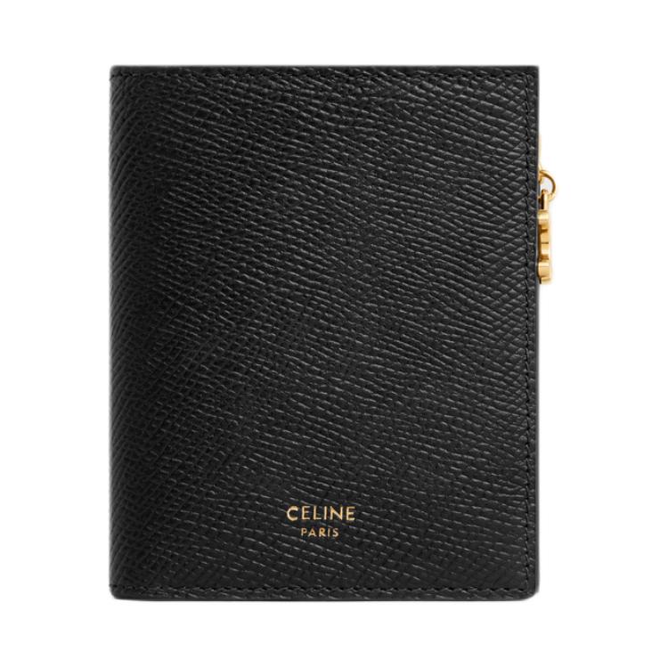 CELINE Grained Calfskin Wallet Women's Black