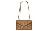 SAINT LAURENT PUFFER Sheepskin Portable Crossbody Bag, Shoulder Bag Women's Dark Cork