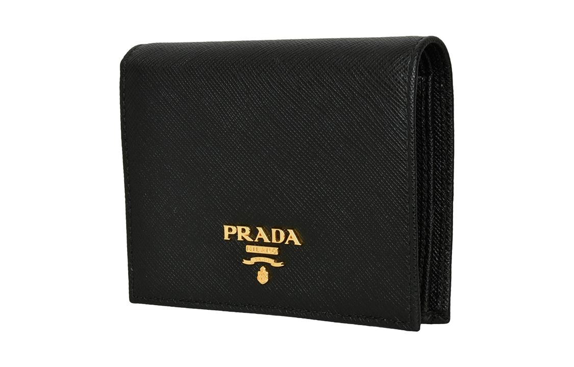 PRADA Calfskin Wallet Small Size Women's Black