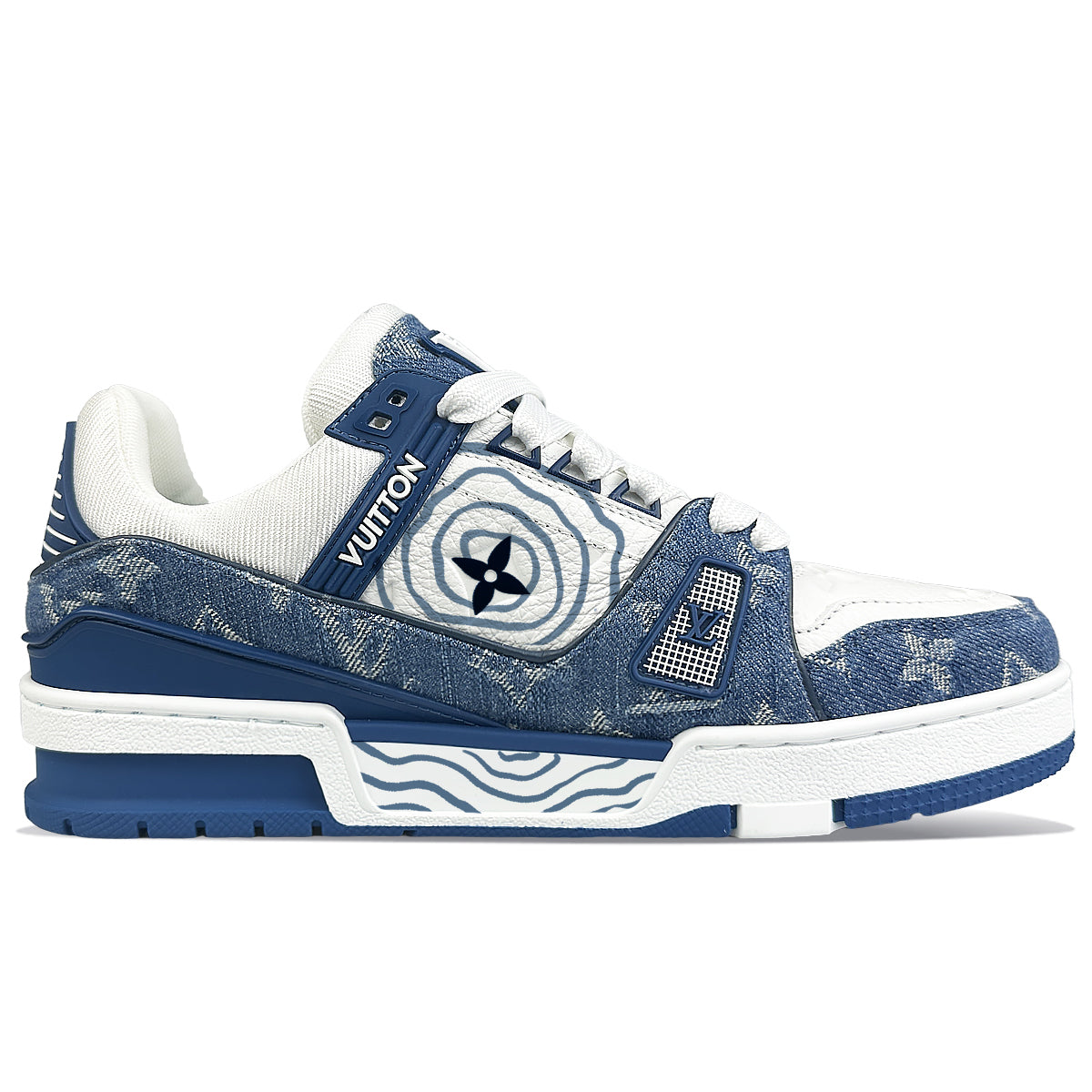 LOUIS VUITTON Trainer Low-Top Skateboard Shoes Unisex Blue White
