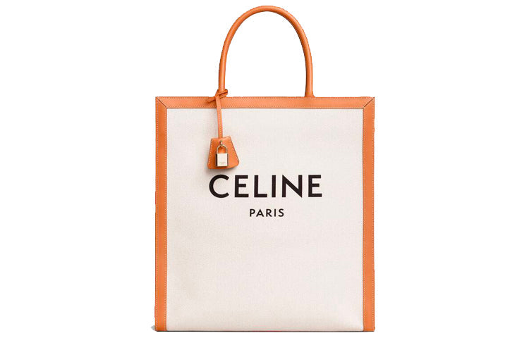 CELINE Cabas Canvas With Calfskin Canvas Bag Tote Bag Shopping Bag Trunk Bag Handbag Unisex Original & Tawny