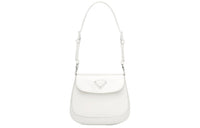 PRADA Cleo Shiny Leather Crossbody Bag, Shoulder Bag Mini Women's White