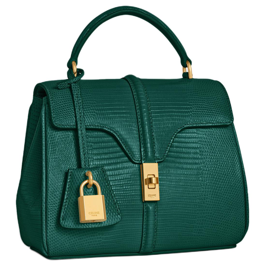 CELINE Lizard Skin Shoulder Bag Crossbody Bag Handbag Mini Women's Racing Green