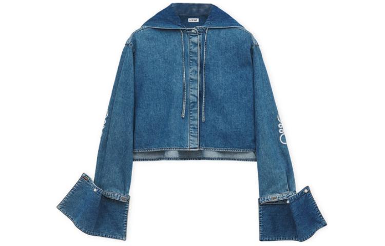 LOEWE Cropped Hooded Shirt 'Jeans Blue'