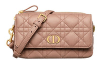DIOR Caro Soft Cow Leather Clutches Handbag Shoulder Bag Crossbody Bag Women's Crimson