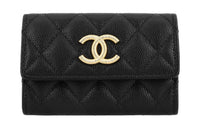 CHANEL Calfskin Card Holder Regular Women's Black