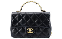 CHANEL Lambskin Flap Bag Shoulder Bag Crossbody Bag Handbag Small Size Women's Black
