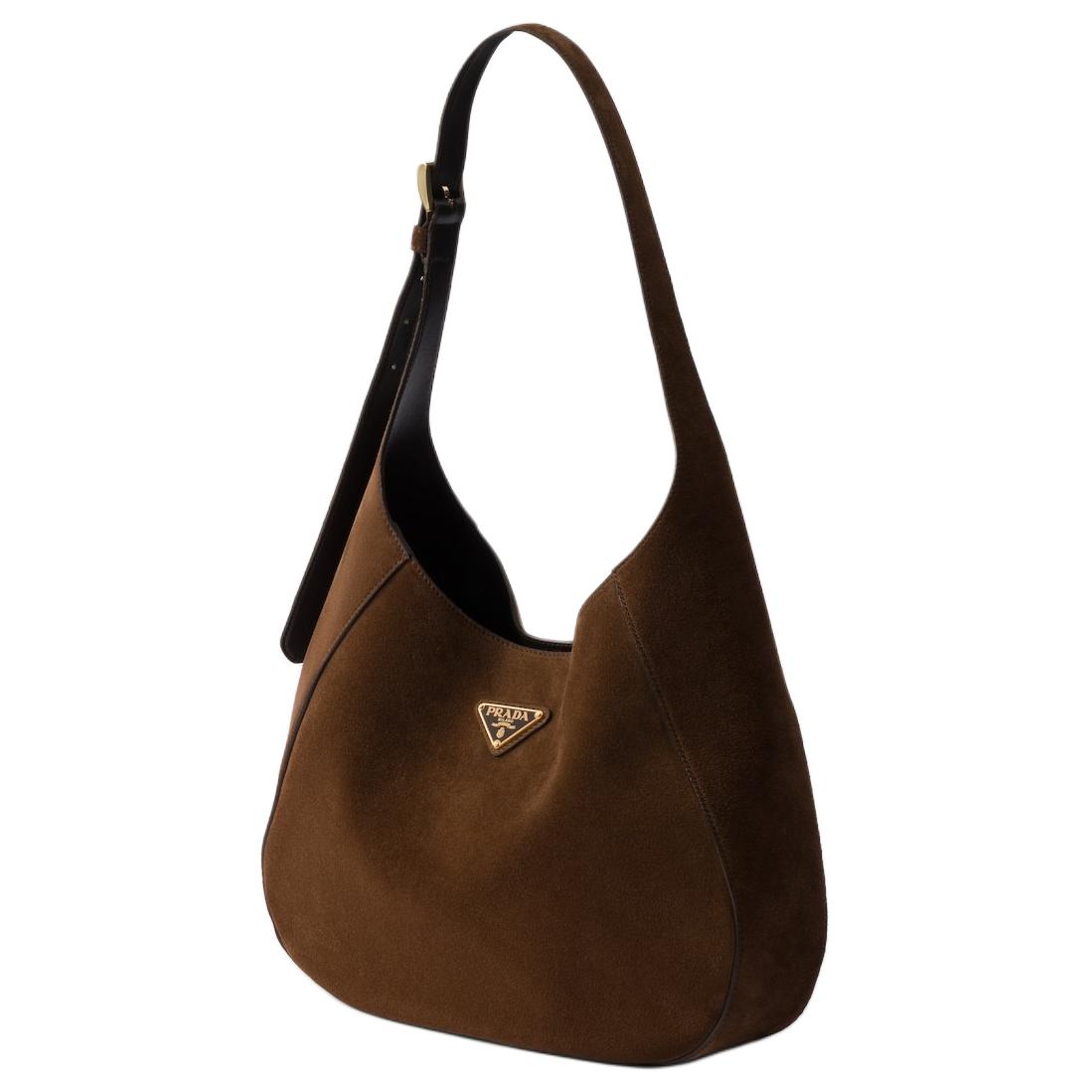 PRADA Calfskin Shoulder Bag Medium Size Women's Cocoa