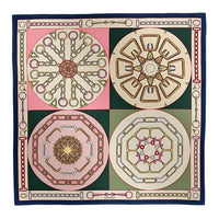HERMES Cashmere Shawls Women's Pink/Dark Olive Green