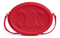 CELINE Smooth Cow Leather Round Bag Mooncake Bag Oval Wallet Crossbody Bag Shoulder Bag Women's Red