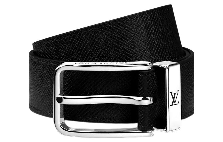 LOUIS VUITTON Cow Leather Leather Belts Men's Width: 3.5cm