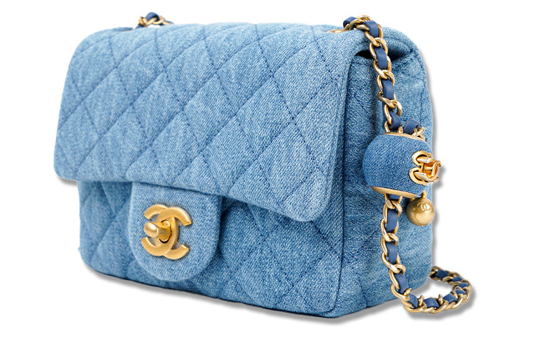 CHANEL 22c Early Spring Denim Shoulder Bag Crossbody Bag Regular Women's Denim Blue