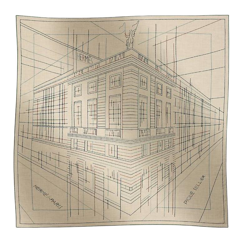 HERMES Cashmere Silk Shawls Women's Light Brown