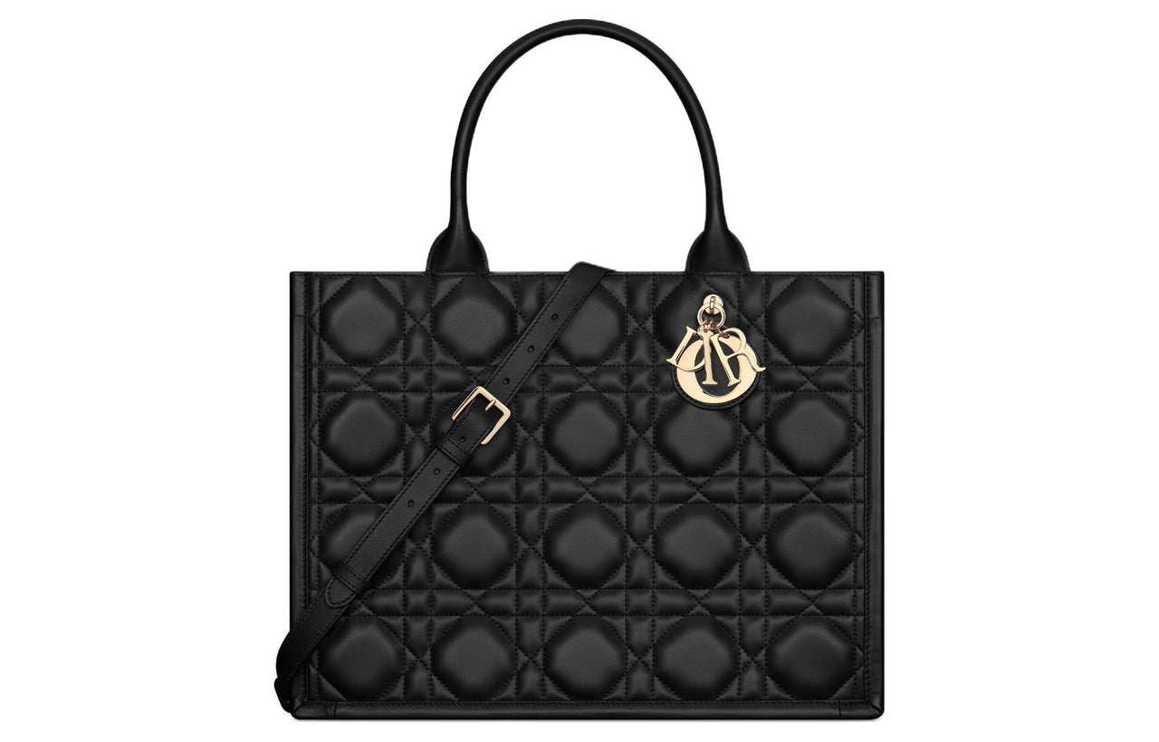 DIOR BookTote Cow Leather Tote Bag, Shopping Bag, Handbag Medium Size Women's Black