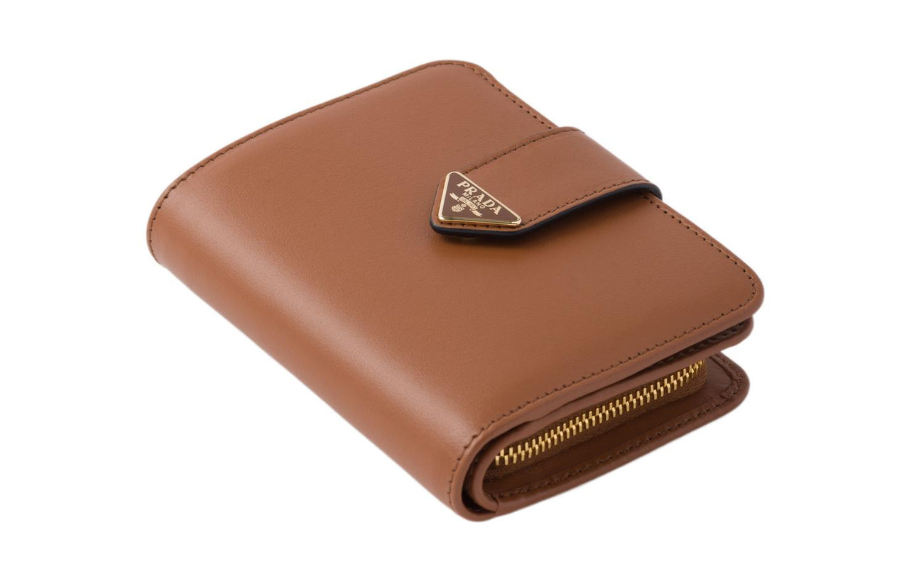 PRADA Calfskin Wallet Trumpets Women's Brown