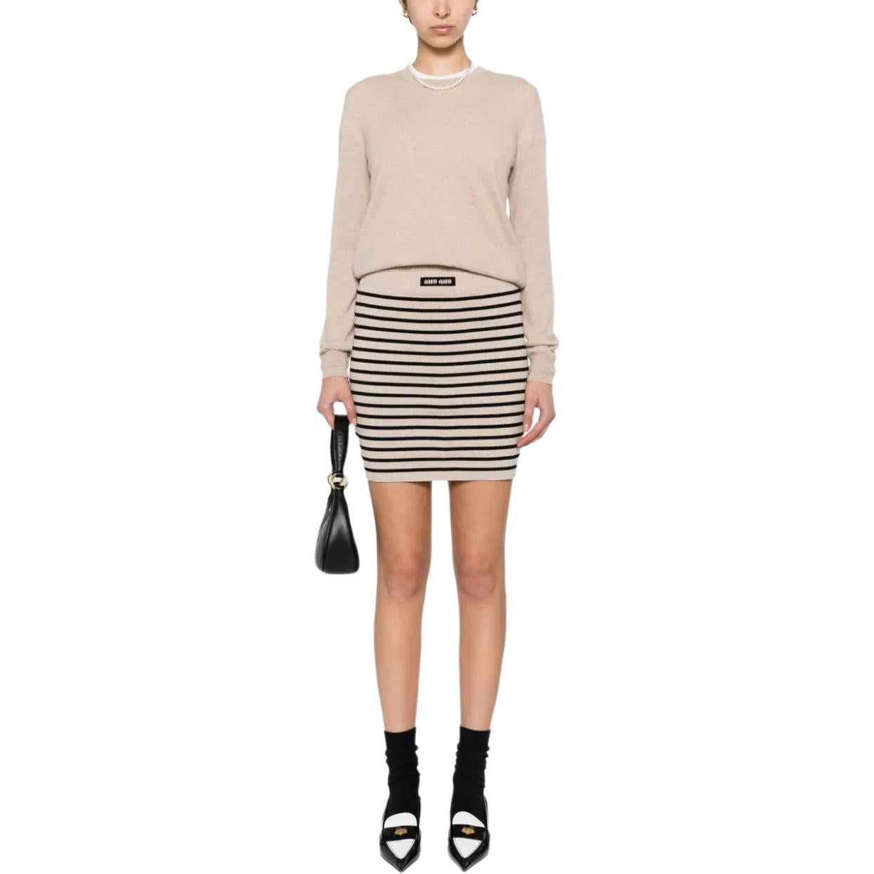 MIU MIU Striped Knitted Mini Skirt