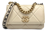 CHANEL 19BagWOC Sheepskin Handbag Shoulder Bag Crossbody Bag Regular Women's Beige