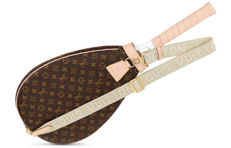 LOUIS VUITTON Suzanne Etui Leather Tennis Racket Storage Bag Unisex Brown