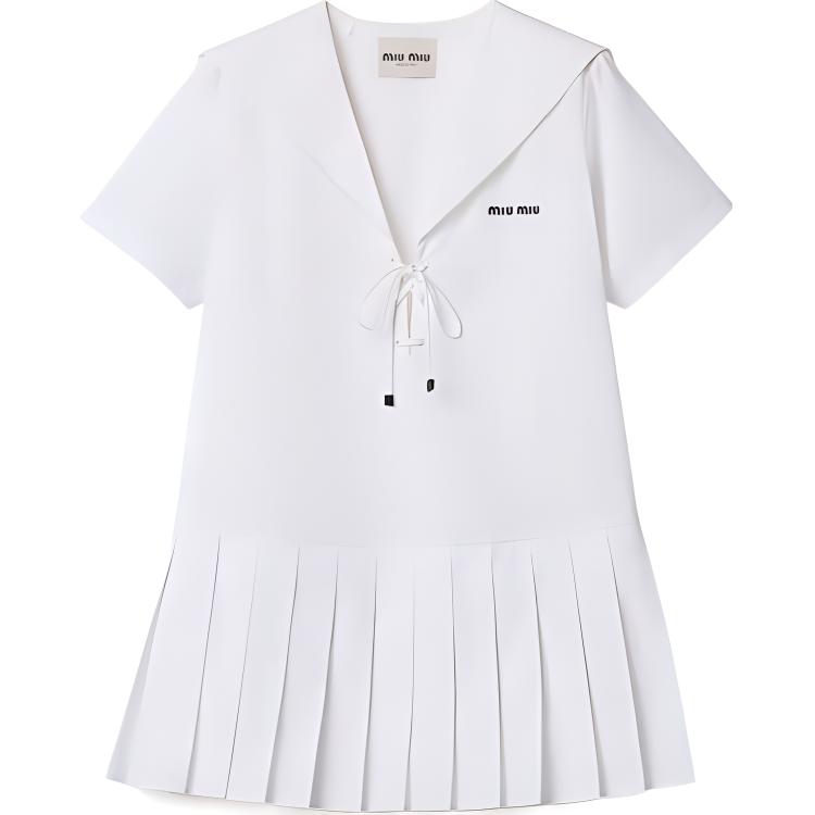 MIU MIU SS24 Short Sleeved Dress Women's White
