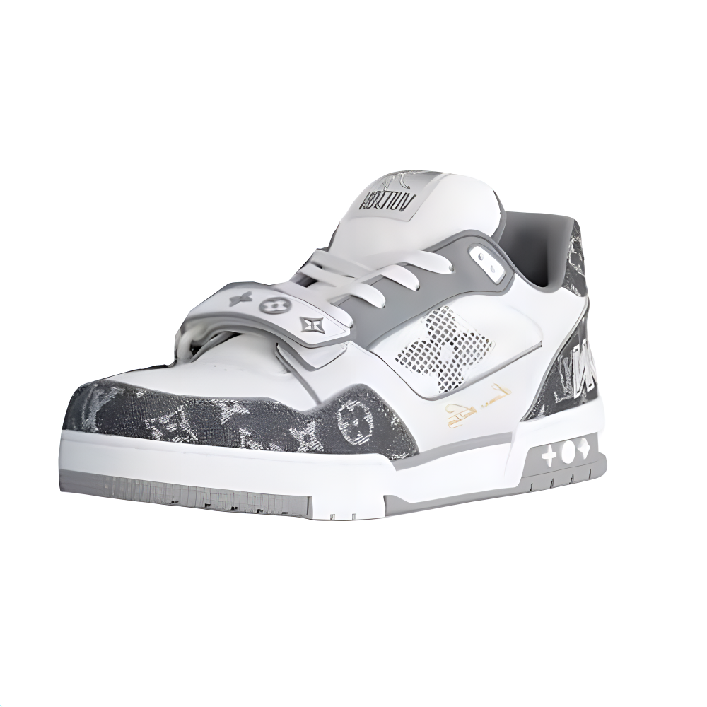 LOUIS VUITTON Trainer Low-Top Skateboard Shoes Men's White Black