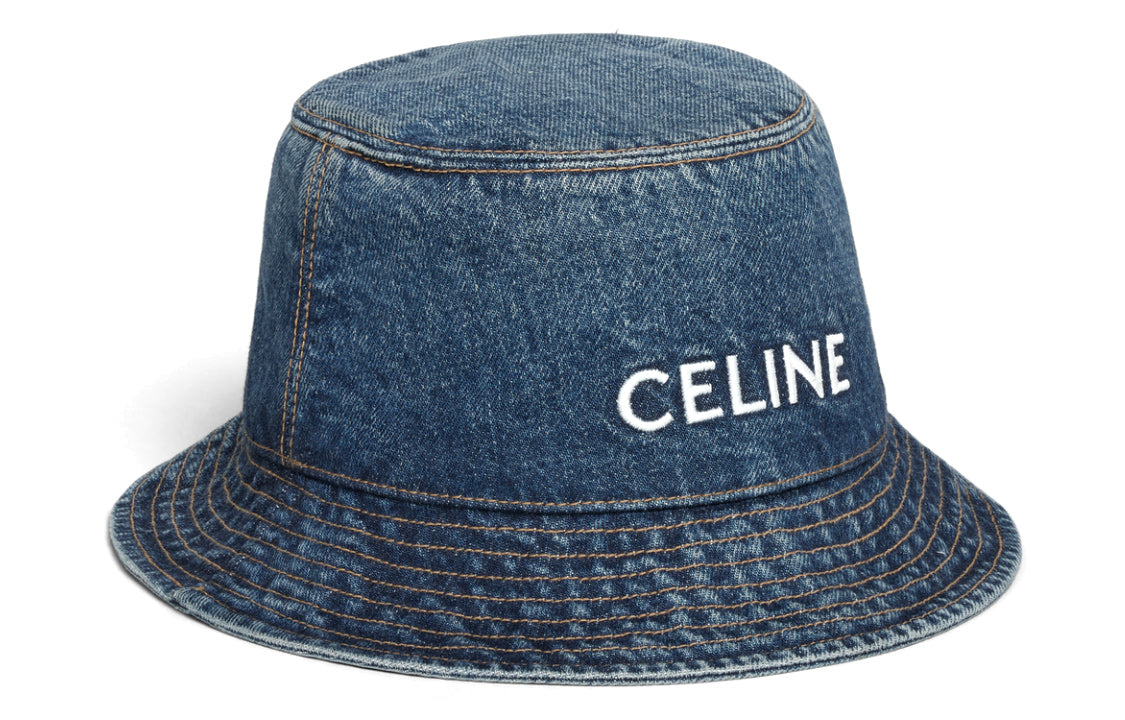 CELINE Bucket Hat In Union Wash Denim