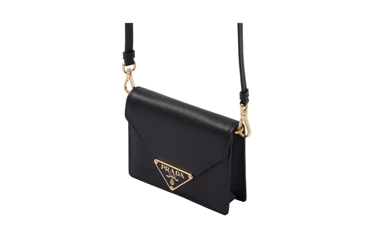 PRADA Cow Leather Shoulder Bag, Crossbody Bag Card Holder Regular Women's Black