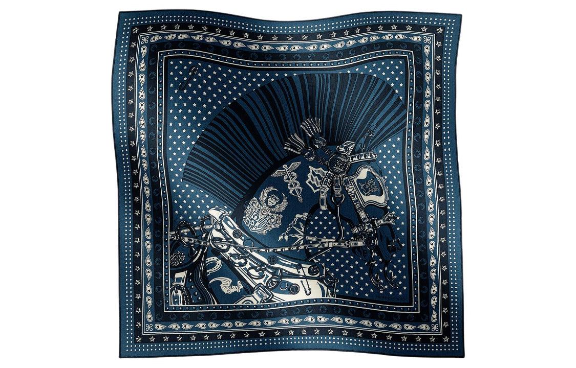 HERMES Knit Scarves Unisex Marine Blue