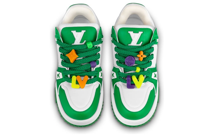 LOUIS VUITTON Trainer Maxi Low Top Stylish Skateboarding Shoes Men's White Green