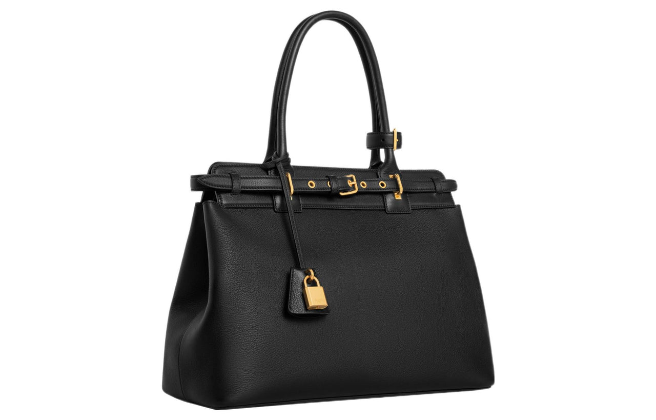 CELINE Cow Leather Handbag Women's Black