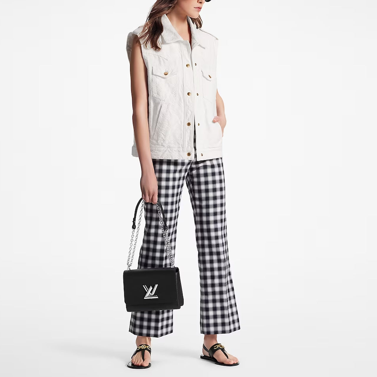 LOUIS VUITTON Monogram Jacquard Sleeveless Denim Jacket