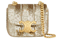 CELINE Sequins With Silk Satin And Sheepskin Shoulder Bag, Crossbody Bag Mini Women's Gold