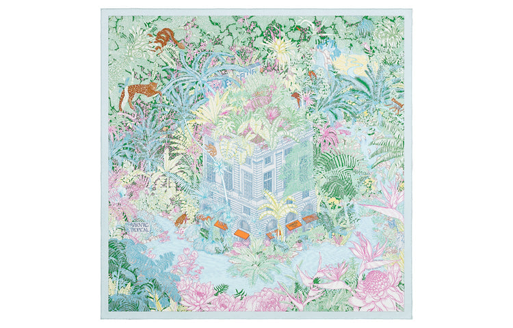 HERMES Silk Scarves Unisex Turquoise