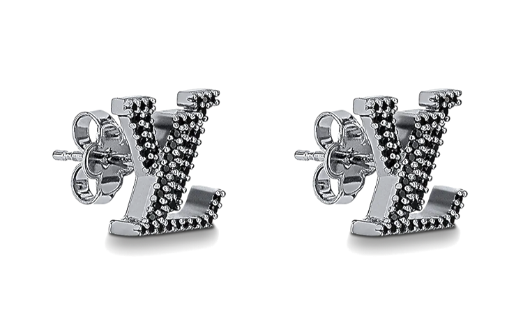 LOUIS VUITTON Metal Stud Earrings Women's Black